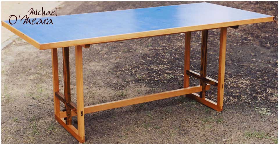 Custom made blue topped table